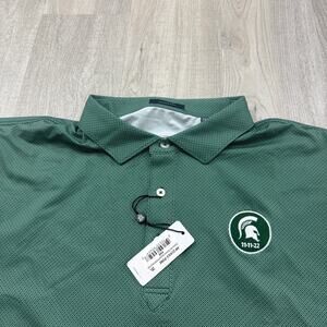 NEW Turtleson Michigan State Spartans Polo Shirt Mens 2XL XXL Green Golf Golfing